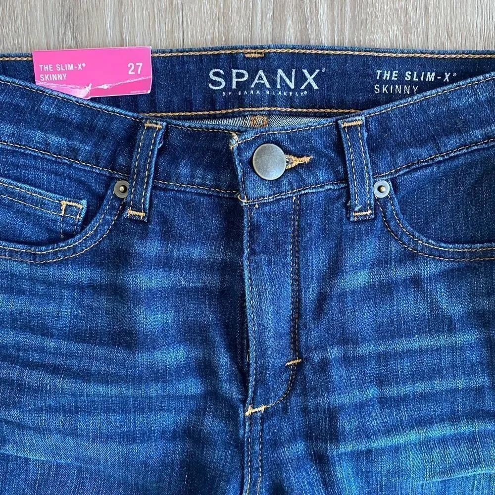 NWT Spanx Slim X Skinny Dark Wash High Rise Denim Jeans, Size 27